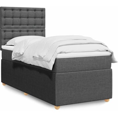 vidaXL Bett mit Lattenrost und Matratze Dunkelgrau 80x200 cm Stoff