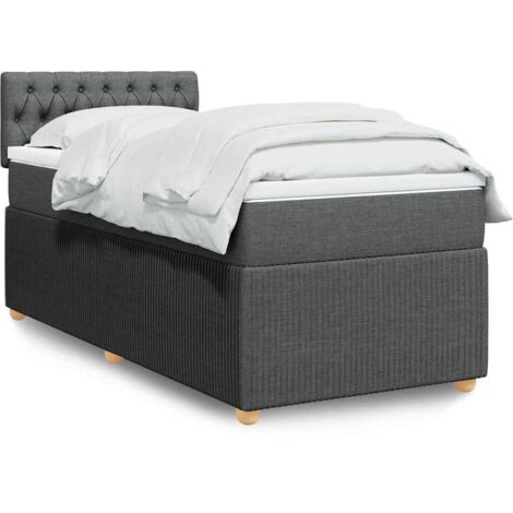 vidaXL Bett mit Lattenrost und Matratze Grau 90x200 cm Stoff