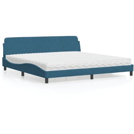 vidaXL Bett mit Matratze blau 200x200 cm Samt