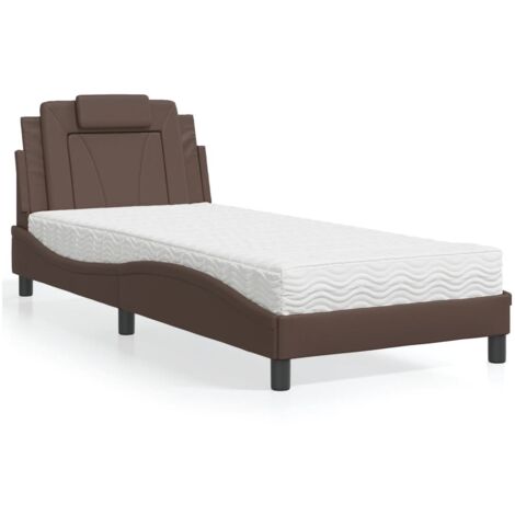 vidaXL Bett mit Matratze braun 80x200 cm Kunstleder