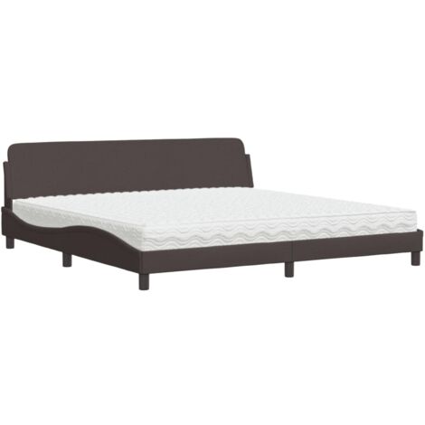 vidaXL Bett mit Matratze dunkelbraun 200x200 cm Stoff