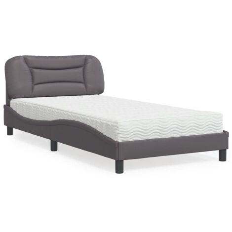 vidaXL Bett mit Matratze grau 100x200 cm Kunstleder