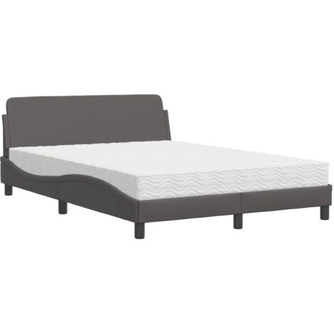 vidaXL Bett mit Matratze Grau 120x200 cm Kunstleder