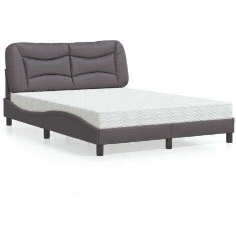 vidaXL Bett mit Matratze grau 140x200 cm Kunstleder