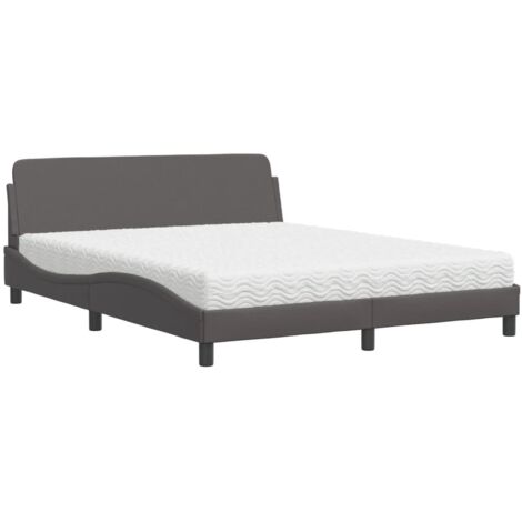 vidaXL Bett mit Matratze grau 160x200 cm Kunstleder