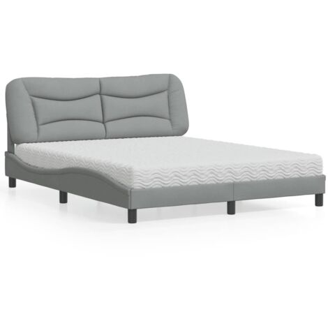 vidaXL Bett mit Matratze grau 160x200 cm Stoff