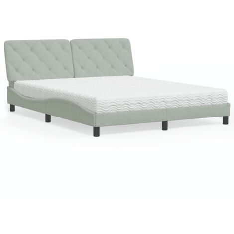 vidaXL Bett mit Matratze grau 160x200 cm Velvet