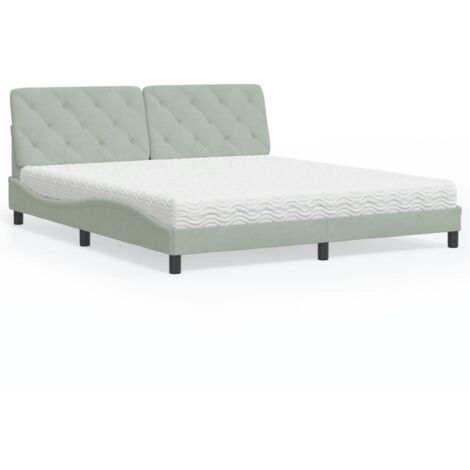 vidaXL Bett mit Matratze grau 180x200 cm Samt