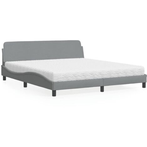 vidaXL Bett mit Matratze grau 180x200 cm Stoff