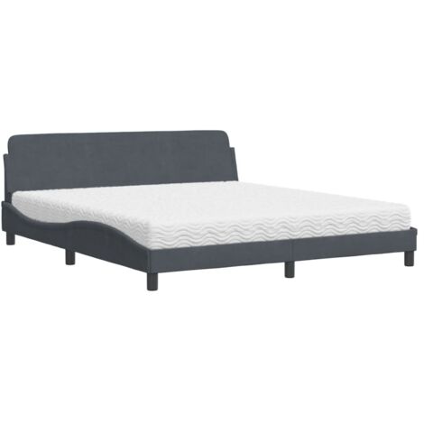 vidaXL Bett mit Matratze grau 180x200 cm Velours