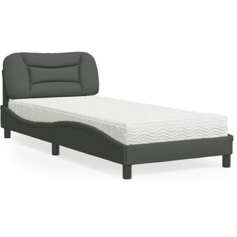 vidaXL Bett mit Matratze grau 90x200 cm Stoff