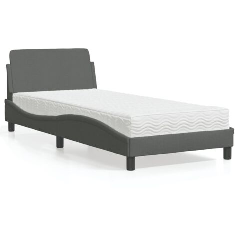 vidaXL Bett mit Matratze grau 90x200 cm Stoff
