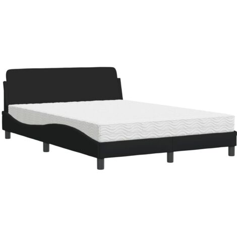 vidaXL Bett mit Matratze schwarz 140x200 cm Stoff