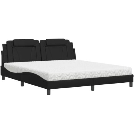 vidaXL Bett mit Matratze schwarz 180x200 cm Kunstleder