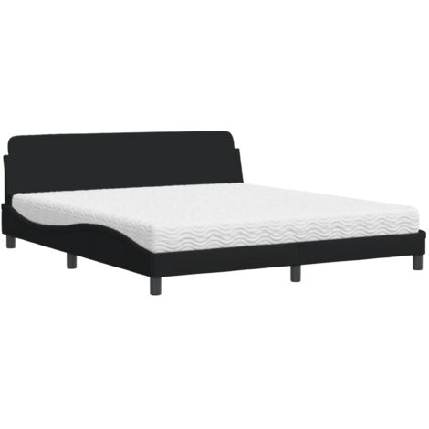 vidaXL Bett mit Matratze schwarz 180x200 cm Stoff