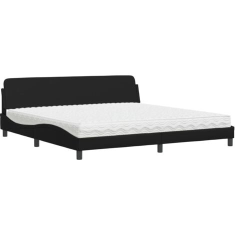 vidaXL Bett mit Matratze schwarz 200x200 cm Kunstleder