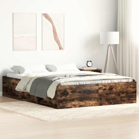 vidaXL Bettgestell Eiche Rauchfarben 140x200 cm
