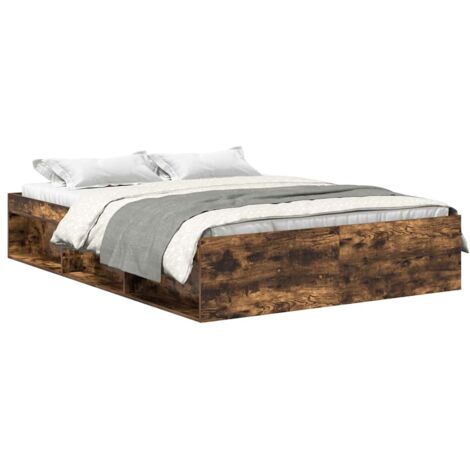 vidaXL Bettgestell Eiche Smoke 140x190 cm