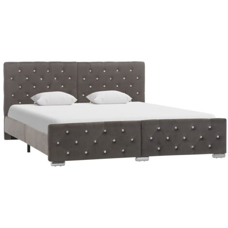 vidaXL Bettgestell Grau Samt 160x200 cm