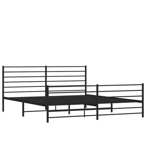 vidaXL Bettgestell Metall mit Kopf- und Fußteil schwarz 193x203 cm