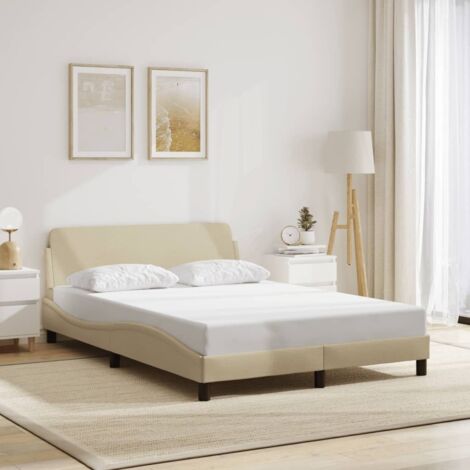 vidaXL Bettgestell mit Kopfteil Creme 120x200 cm Stoff