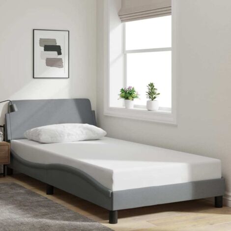 vidaXL Bettgestell mit Kopfteil Hellgrau 100x200 cm Stoff