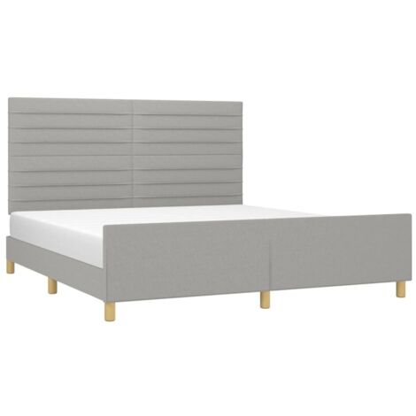 vidaXL Bettgestell mit Kopfteil Hellgrau 160x200 cm Stoff