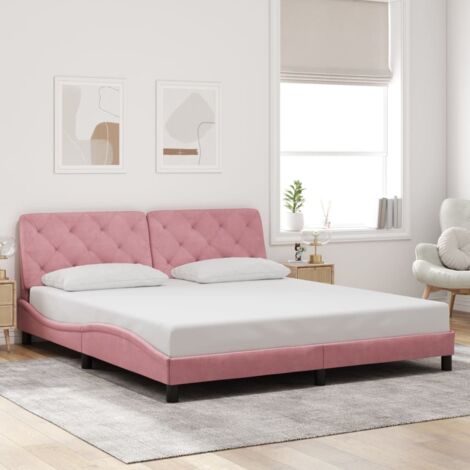 vidaXL Bettgestell mit Kopfteil Rosa 180x200 cm Samt
