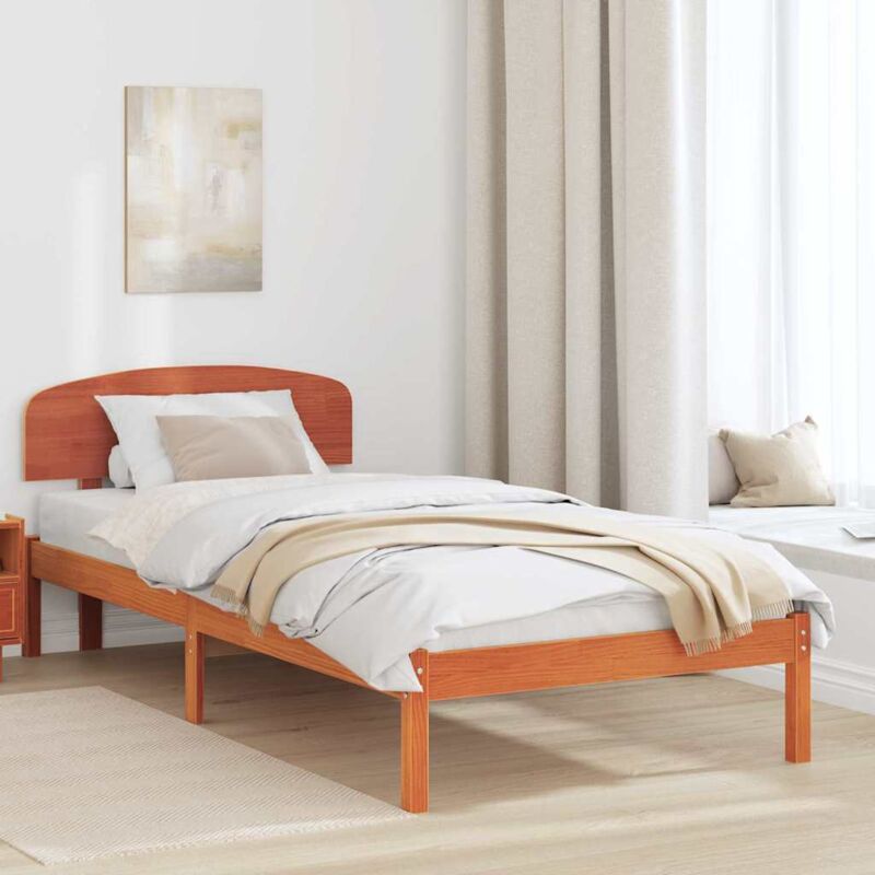 Bettgestell Mit Kopfteil Braun 90 X 200 Cm Massivholz Kiefer Vidaxl