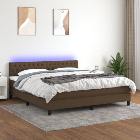 vidaXL Bettgestell mit Lattenrost, Matratze und LED Dunkelbraun 160x200 cm