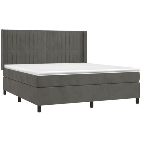 vidaXL Bettgestell mit Lattenrost, Matratze und LED Grau 160x200 cm