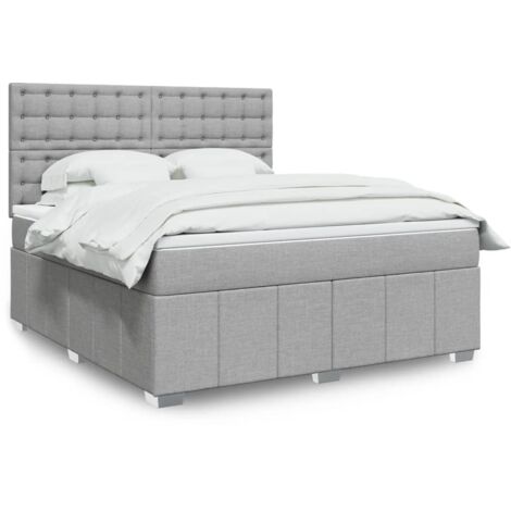 vidaXL Bettgestell mit Lattenrost und Matratze Grau 180x200cm Stoff