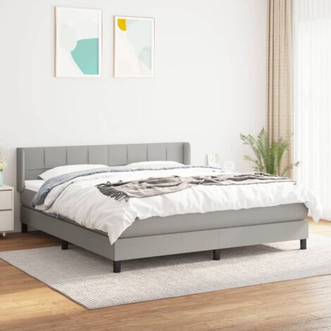 vidaXL Bettgestell mit Lattenrost und Matratze Hellgrau 180x200cm Stoff