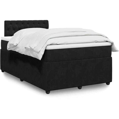 vidaXL Bettgestell mit Lattenrosten und Matratze Schwarz 120x200 cm Velours