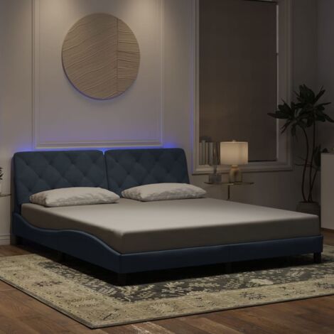 vidaXL Bettgestell mit LED-Lichtern Dunkelgrau 180x200 cm Velours
