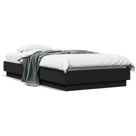 vidaXL Bettgestell mit LED-Lichtern schwarz 75x190 cm
