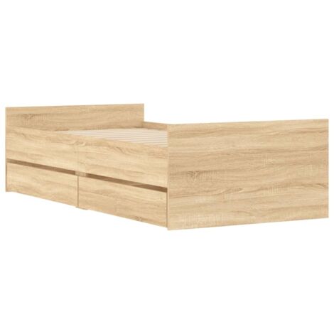 vidaXL Bettgestell mit Schubladen Sonoma Eiche 75x190 cm