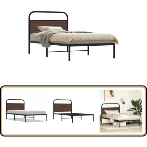 vidaXL Bettgestell ohne Matratze 100x200 cm Braun Eichen-Optik