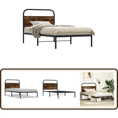 vidaXL Bettgestell ohne Matratze 100x200 cm Räuchereiche Holzwerkstoff