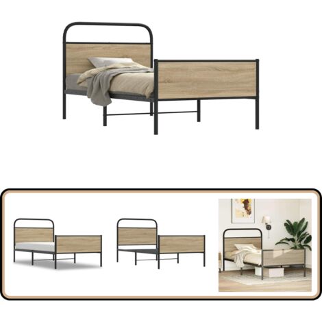 vidaXL Bettgestell ohne Matratze 100x200 cm Sonoma-Eiche Holzwerkstoff