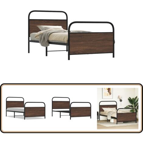vidaXL Bettgestell ohne Matratze 90x190 cm Braun Eichen-Optik