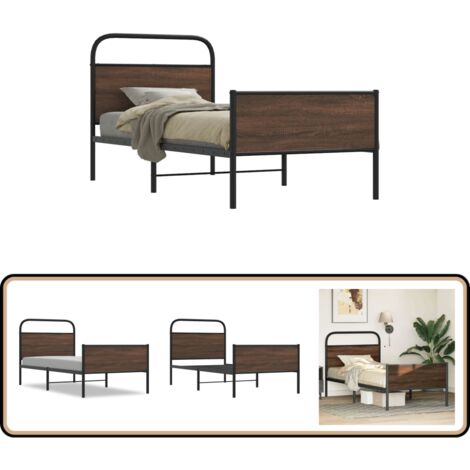 vidaXL Bettgestell ohne Matratze 90x190 cm Braun Eichen-Optik