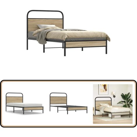 vidaXL Bettgestell ohne Matratze 90x190 cm Räuchereiche Holzwerkstoff