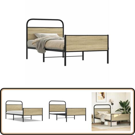 vidaXL Bettgestell ohne Matratze 90x190 cm Sonoma-Eiche Holzwerkstoff