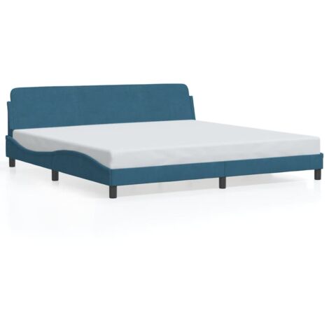 vidaXL Bettgestell ohne Matratze blau 200x200 cm Velours