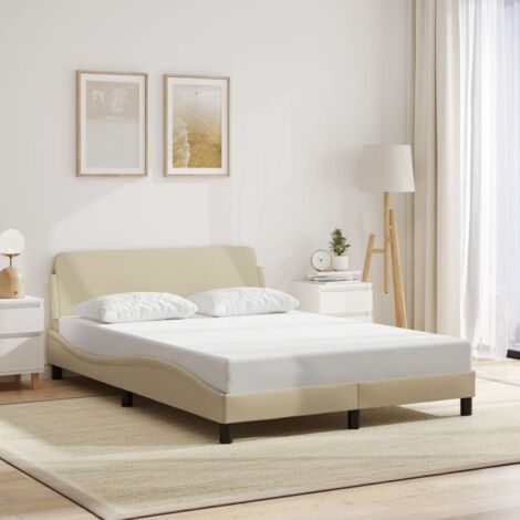 vidaXL Bettgestell ohne Matratze Creme 140x200 cm Stoff