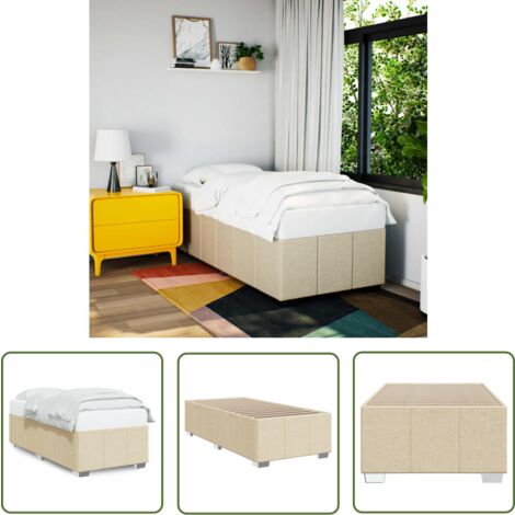 vidaXL Bettgestell ohne Matratze Creme 90x200 cm Stoff