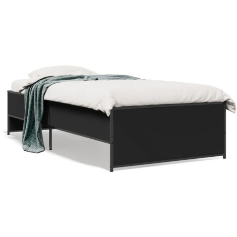 vidaXL Bettgestell schwarz 100x200 cm aus Spanplatte und Metall