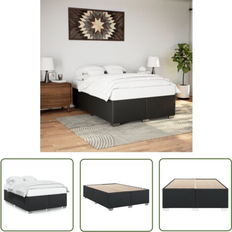vidaXL Bettgestell Schwarz 160x200 cm Kunstleder