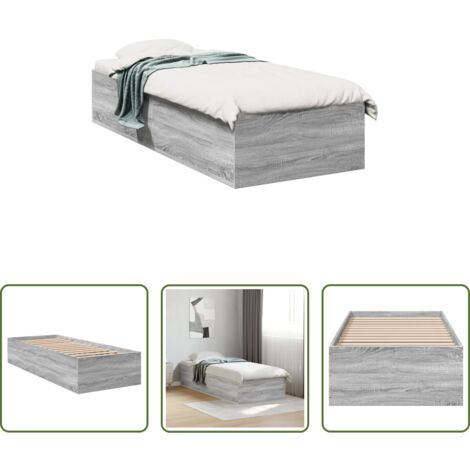 vidaXL Bettgestell Sonoma -  Bettgestell Grau Sonoma 90x200 cm Holzwerkstoff